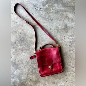 Vintage 90s Coach Cross Body Sling Purse Rare Red Good Used Condition Leather